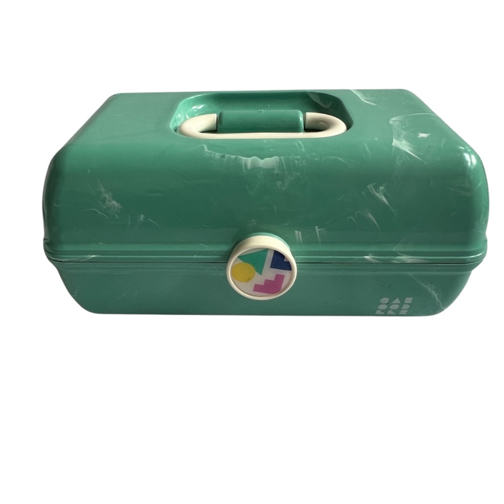 Caboodles On The Go Girl Cosmetic Case Teal Marble Sea Foam Travel Jewelry